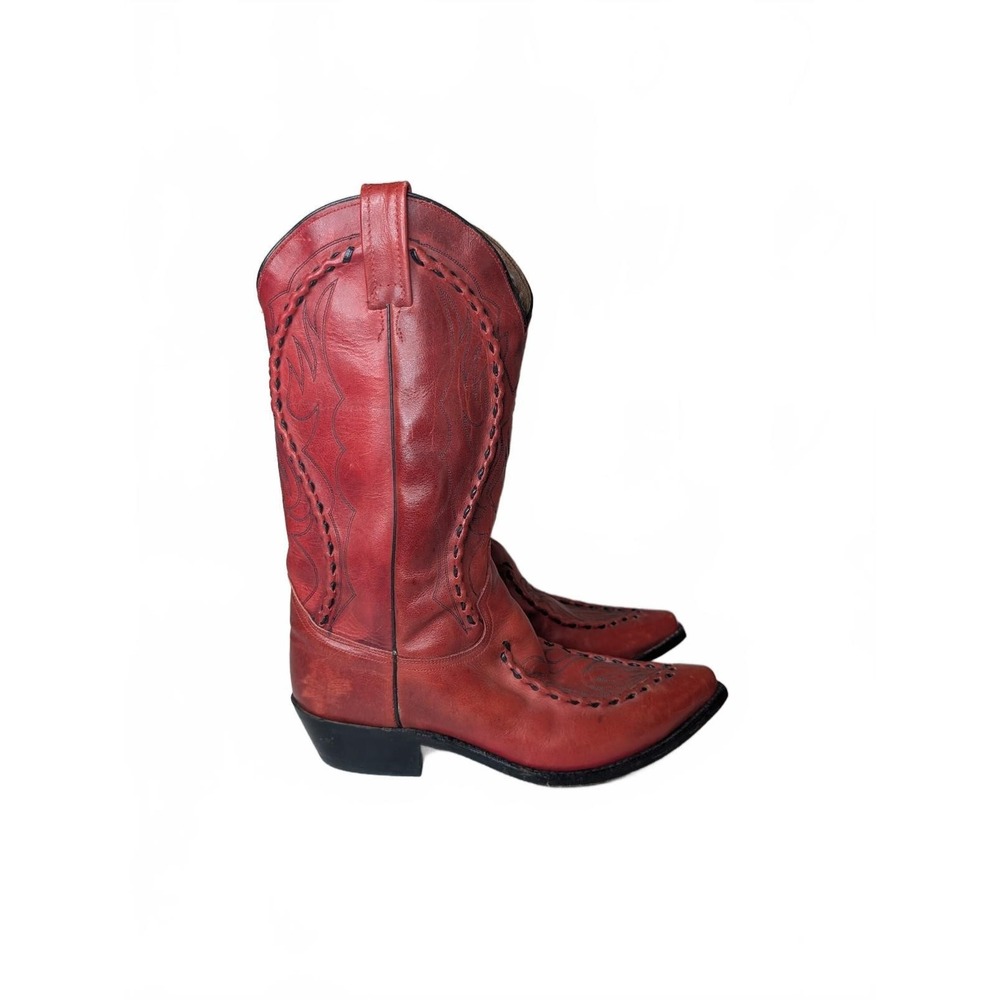 Vintage Dan Post Bucklace Red/Oxblood Leather Cowboy Boots 10.5 EW